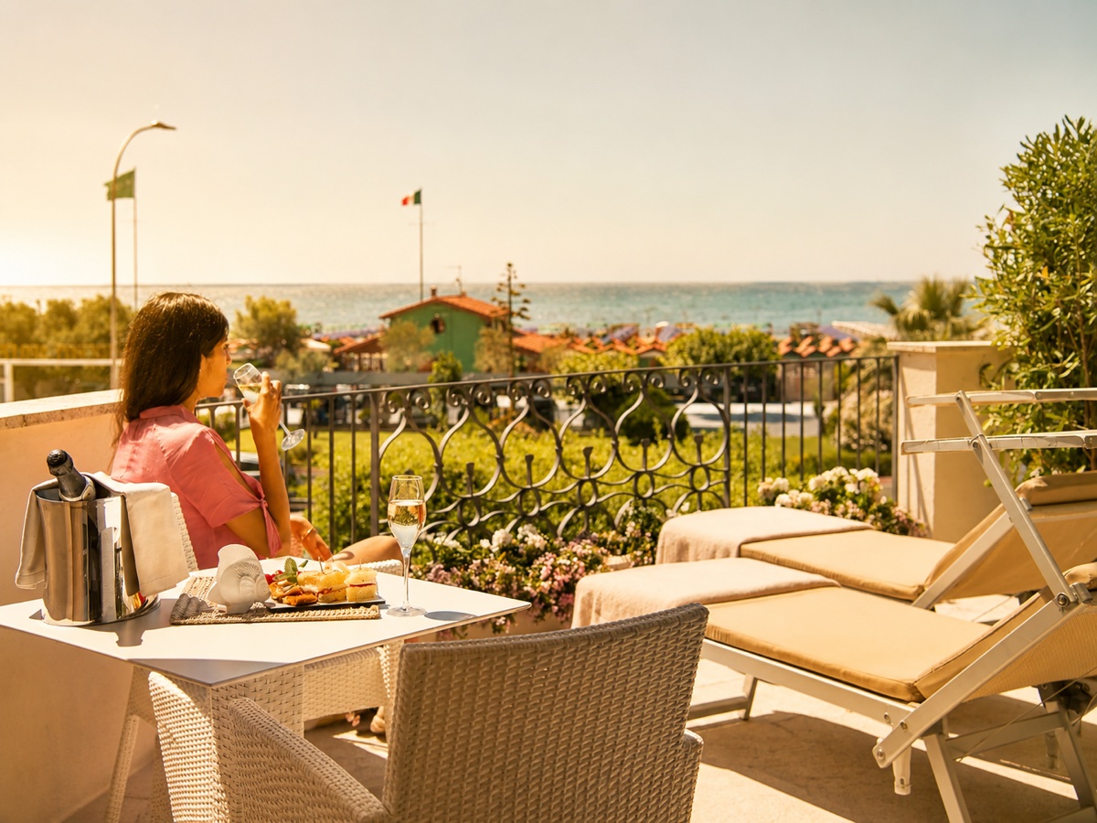 Colazione sul balcone vista mare Hotel Il Negresco